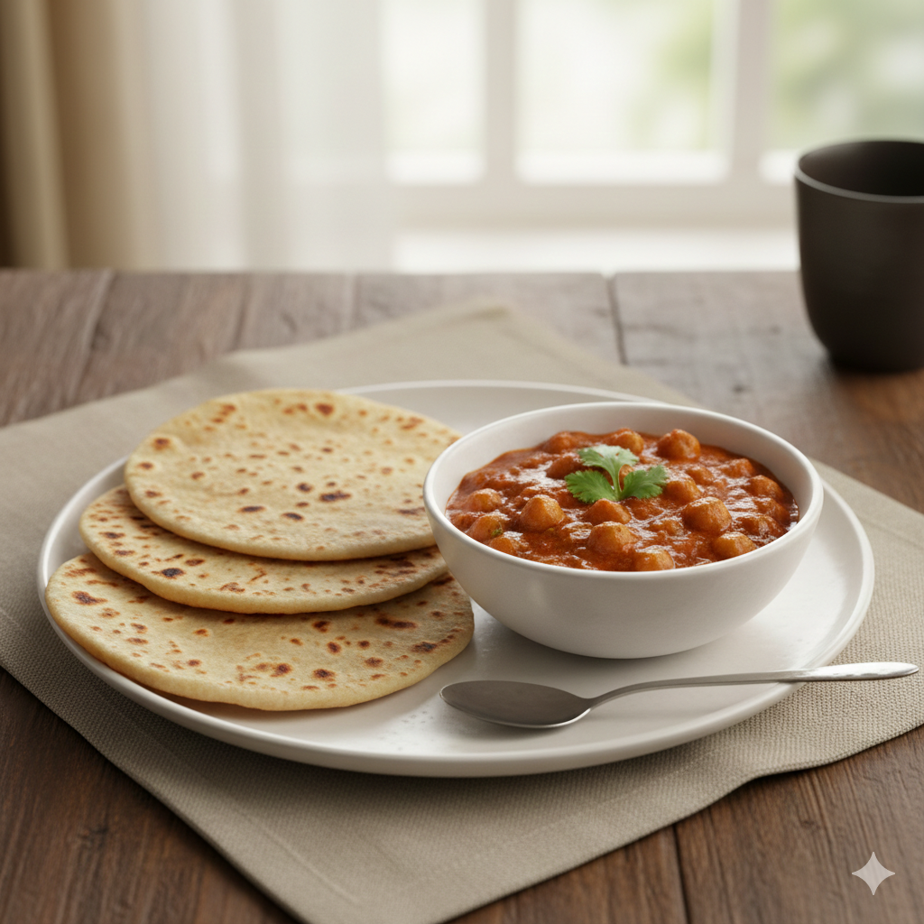 Chapathi and channa masala