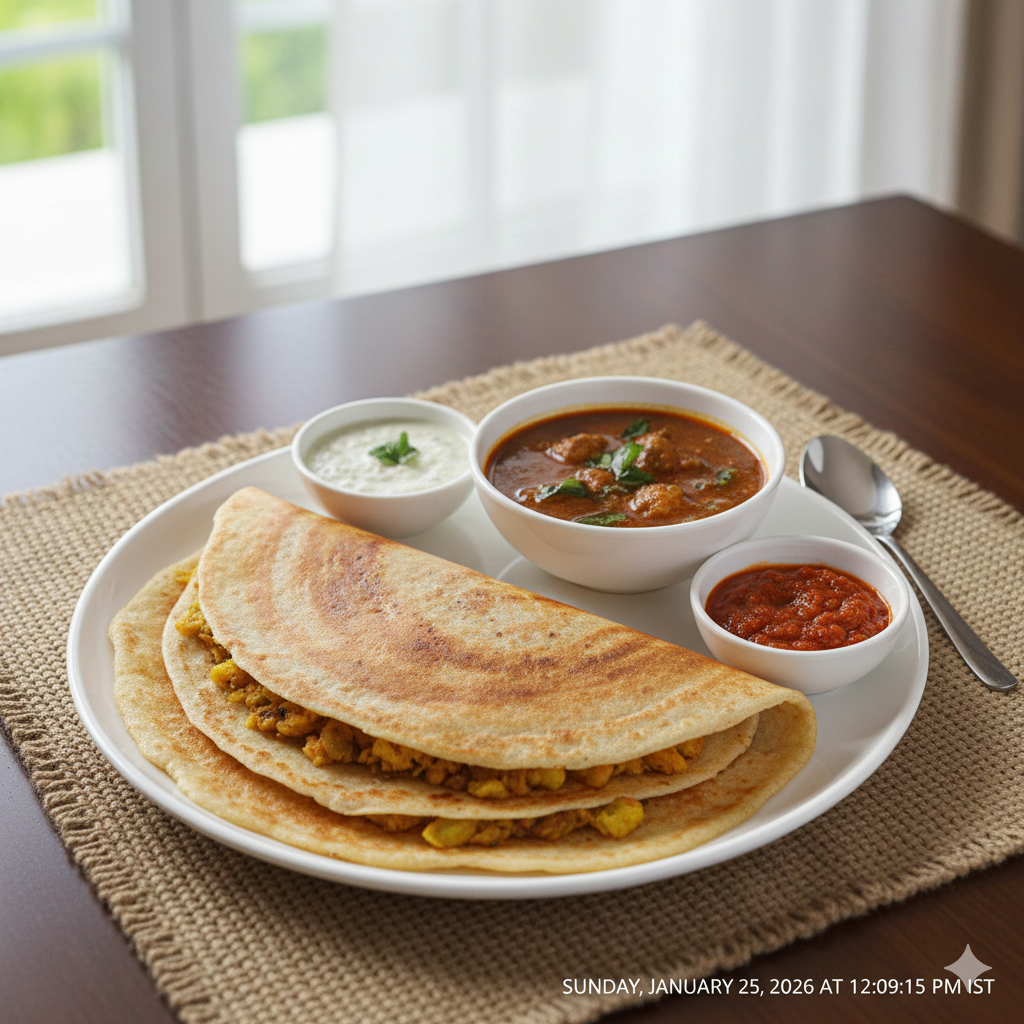 Masala Dosa + Chicken Salna