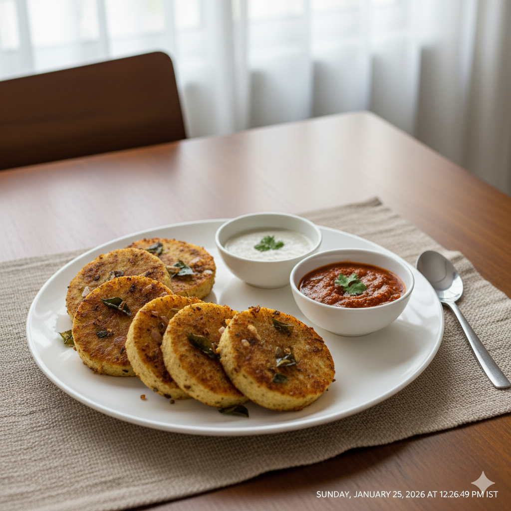 Masala Tawa Idly + Nadan Chicken curry